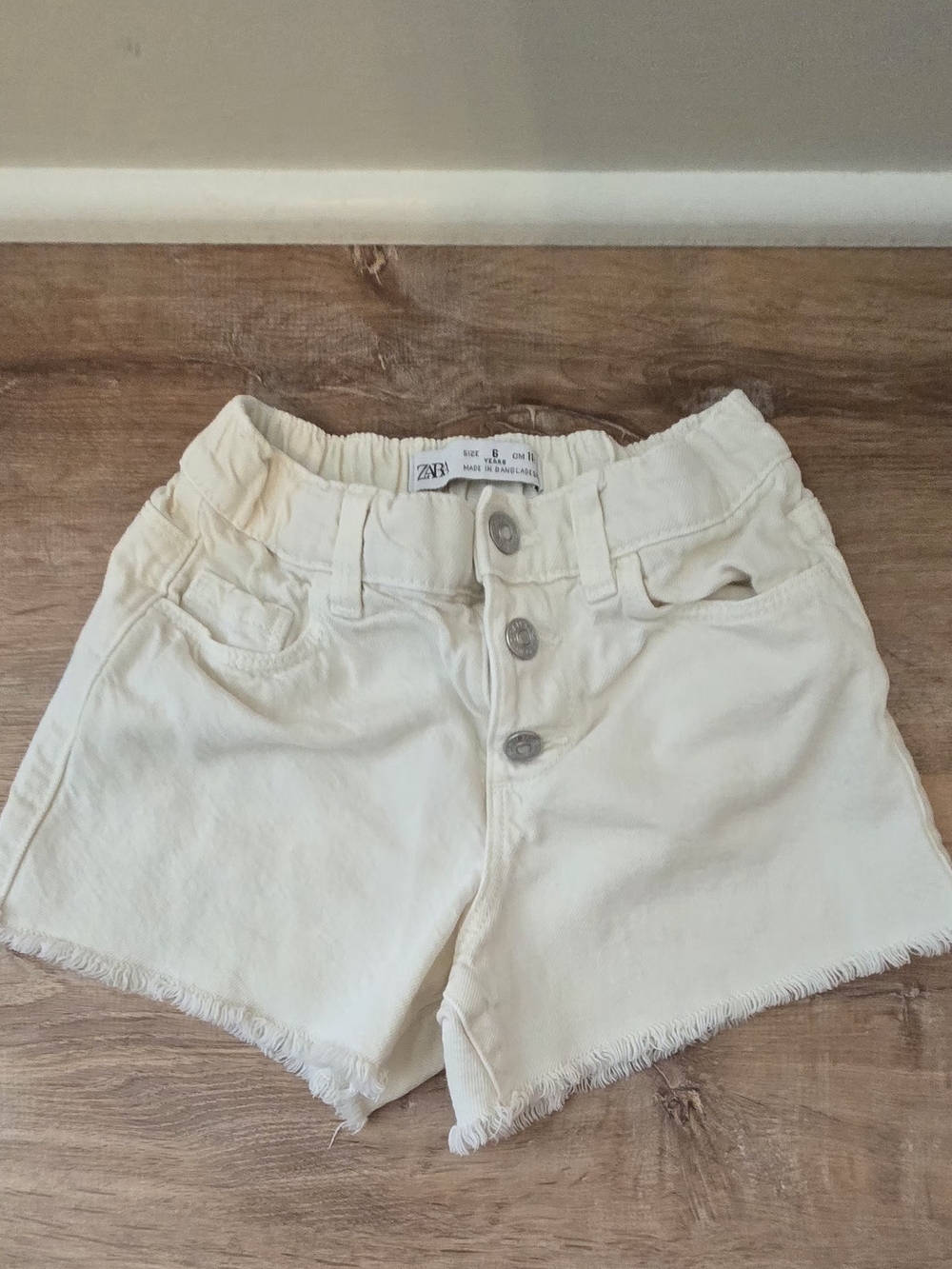 Zara Toddler/ Little Girls Size 6 Cream High-Rise Button-Fly Denim Shorts